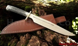 17" Handmade J2 Steel Big Vintage Hunting Bowie Knife with Stag Handle | Camping - Picture 1 of 4