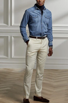 $298 Polo Ralph Lauren Medium Shirt Blue Dungarees Western VTG RRL Rodeo Classic - Image 1 of 4