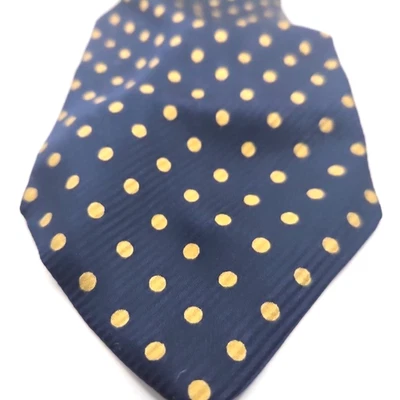 Corbata de lunares Brioni de seda dorada azul marino para hombre Foto 1 de 4