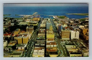 Ariel, Airport Municipal Pier, Tampa Bay, St Petersburg Florida Vintage Postcard - Picture 1 of 2