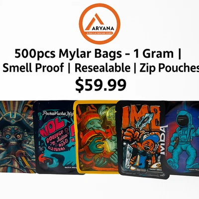 Bolsas de Mylar 500 un. - 1 gramo | a prueba de olores | Bolsas con cremallera resellables | Mezcla y combina Foto 1 de 4