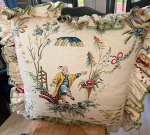 Almohadas de lino vintage personalizadas Brunschwig Le Jardín Chinois “River Song” ZZ575 - Imagen 1 de 14