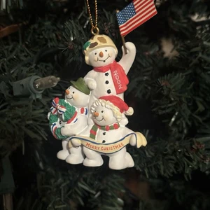 Vintage American Greetings Christmas Patrol 2002 Ornament Schneemann Army Patriotic - Bild 1 von 10