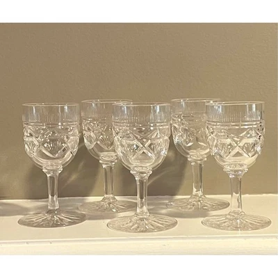 Vintage Etched Crystal Cordial Glasses, 3oz., Set of 5 - Image 1 of 4