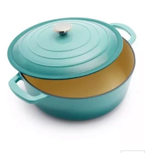 Sur La Table Enameled Cast Iron Round Wide Covered Dutch Oven, 7 qt Light Blue - Picture 1 of 3