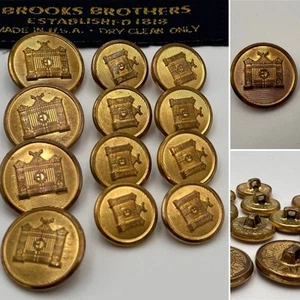 BROOKS BROTHERS BLAZER REPLACEMENT BUTTONS VINTAGE WATERBURY GOLD CASTLE GATE - Picture 1 of 11