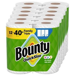 Bounty Quick-Size Papierhandtücher, weiß, 12 Familien-Dreifachrollen = 40 normale Rollen - Bild 1 von 9
