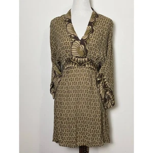 Túnica indie de seda Michael Kors talla M cintura alta cuello en V manga kimono hada grunge - Imagen 1 de 10