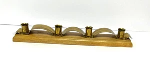 Vintage Mid Century Modern Swedish Brass Wood 4-Candle Holder Advent Centerpiece - Picture 1 of 11