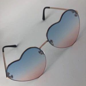 Rosegold Heart Shaped Frames With Blue And Pink Gradient Lenses fashion glasses - Picture 1 of 10