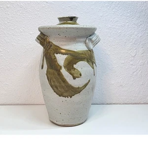 Vintage studio pottery Ceramic Lidded Jar Rustic Farmhouse Kitchen Storage - Picture 1 of 10
