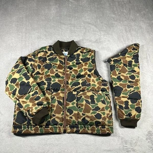 Vintage Trophy Club Puffer Jacket Men's XL Duck Camo Removable Sleeves Hunting - Picture 1 of 14