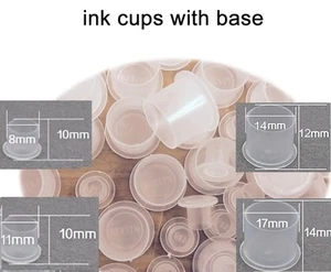 Tattoo Pigment ink cups with base 100pcs mix size clear plastic caps no holder - Picture 1 of 7