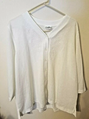 BonWorth размер XL P белый свитер с вышивкой блестящий нитки вязаный 3/4 рукав - Изображение 1 из 4