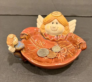 Heaven Sent Engel Schale Rost Orange Schmuck Süßigkeiten Halter Keramik Neu mit Etikett - Bild 1 von 7