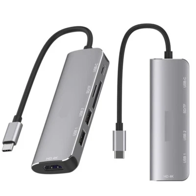 HDMI Splitter Adapter dock station Extension Cable usb hub TF/SD card reader 4K - Image 1 of 4