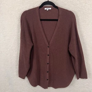 Madewell Cardigan Sweater Womens  M Plum Button Up Cotton Alpaca Wool Blend - Picture 1 of 11