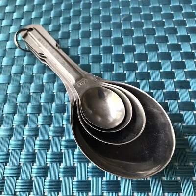 Ekco 4 Pc Measuring Spoon Set Stainless Steel Oval Shaped Nesting On Ring - Image 1 of 4