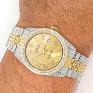 Rolex Datejust Custom Iced Gold Roman Diamond Dial Jubilee Band 36mm Watch - Picture 1 of 7