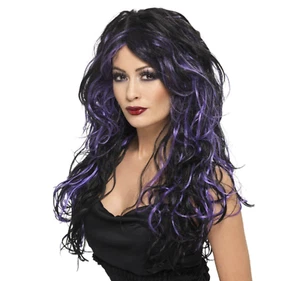 Schwarz & Violett Perücke Geisterbraut Damen Halloween Kostüm Zubehör - Bild 1 von 1