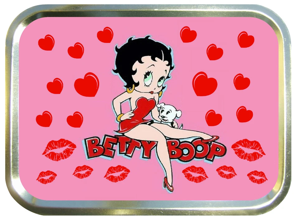 TEEZ PINK BETTY BOOP KISS 2oz GOLD TOBACCO TIN,STASH CAN,STORAGE TIN
