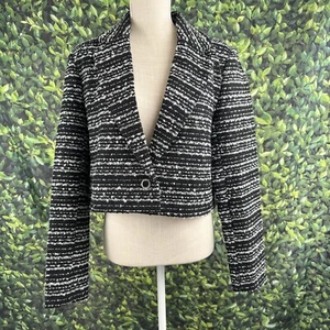 Bagatelle Black Tweed Suit Jacket Women’s Large One Button - Picture 1 of 5