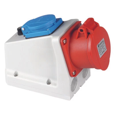 TP Combo Wandsteckdose 5 polig CEE 32A IP44 mit Schutzkontakt-Steckdose CEE Kombi