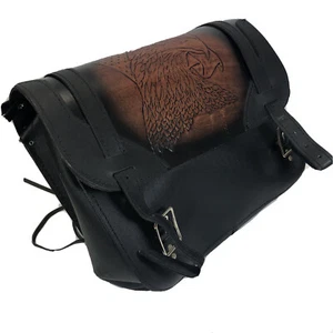Vintage Motorcycle Side Tail Bag Eagle Design Handcrafted Leather 12” X 14” - Picture 1 of 12