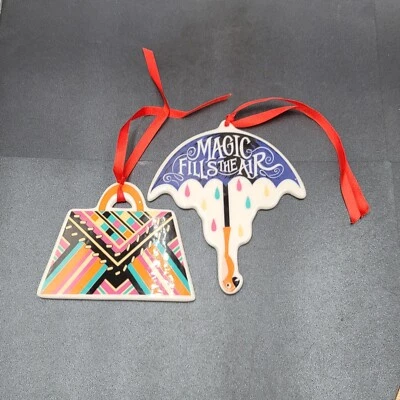 Lenox Disney Mary Poppins Returns Porcelain Ornaments Umbrella Bag Lot of 2 - Image 1 of 4