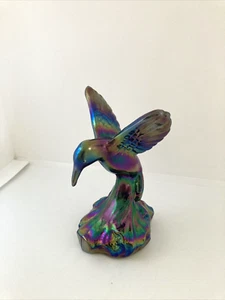 Lila irisierende Karneval Glas Kolibri Figur - Bild 1 von 9