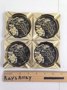4x Lot Set Florida Aschenbecher Untersetzer Dose Vintage Gold und Schwarz TOP - Bild 1 von 4