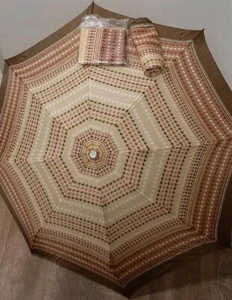 Vintage Folding Umbrella Cover & Matching Scarf Made in Taiwan Browns Pattern - Picture 1 of 4
