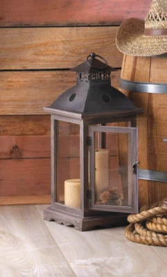 Linterna de vela grande Monticello de madera de vidrio transparente Foto 1 de 4