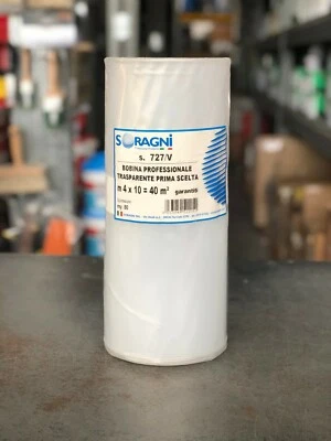 BOBINA ROTOLO TELO NYLON POLIETILENE TRASPARENTE CELLOPHANE ALTEZZA 4 MTx10=40mq - Immagine 1 di 2