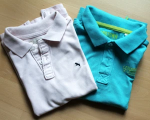 Set 2 Poloshirts Jungen Gr.128, hellrosa+tuerkis, Baumwolle - Bild 1 von 7