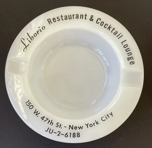 Vaso de leche vintage Ashtray Liborio restaurante y salón de cócteles ciudad de Nueva York vaso de leche - Imagen 1 de 3