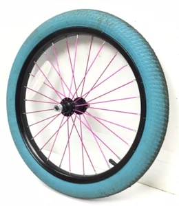 18" Bicycle Front Black Wheel with 2.10" Blue Tire Kid's BMX Bike #B32 - Picture 1 of 3