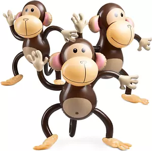 3-Pack Inflatable Monkey Decorations – 27" Jungle Safari Party Supplies & Favors - Picture 1 of 5