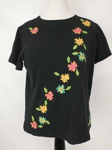 Bechamel Womens Petite Large Embroidered Black Floral - Picture 1 of 4