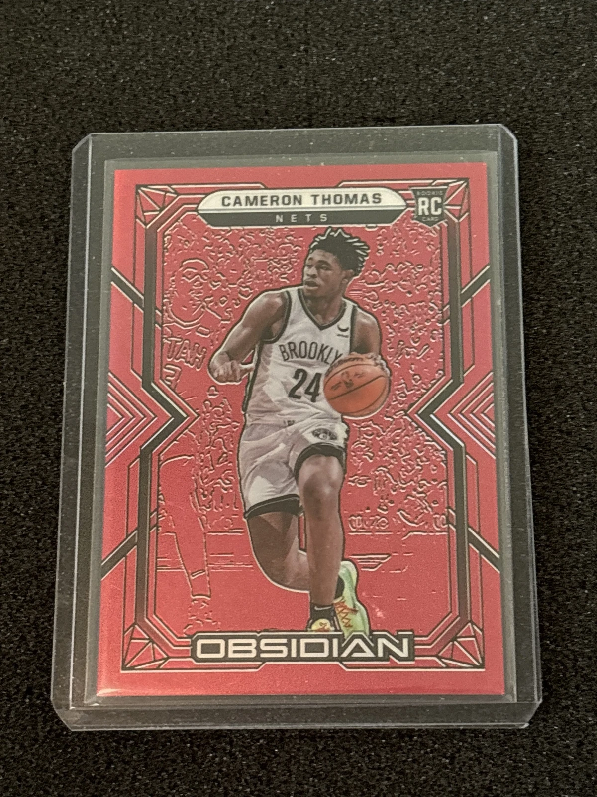 2021-22 Panini Obsidian Electric Etch Red Flood Cameron Thomas #171 Rookie Card