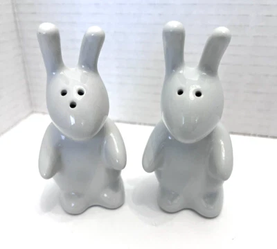 Salero y Pimentero Conejo Blanco Pascua Cerámica Primavera 4" Animal Country Foto 1 de 4
