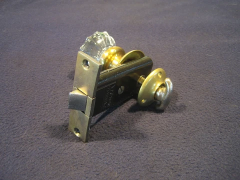 Antique Victorian Closet Door Mortise Latch w/ Thumb Turn Glass Knob Rose - R&E Cover