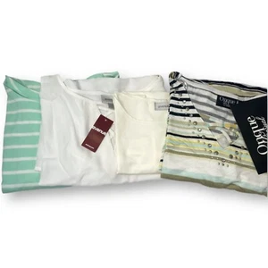 Lot of 4 Tops Womens Sz 14/16 Multicolor Stripes/Solids Tank/T-Shirts 2xNWT-READ - Picture 1 of 12