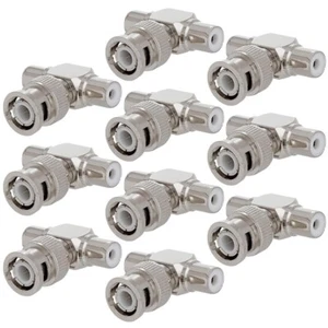 10 Pcs BNC Male to 2-RCA Female Coax Coaxial Video Adapter Connector CCTV Camera - Picture 1 of 2