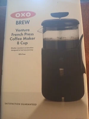 Prensa francesa de viaje resistente a roturas OXO BREW Venture - 8 tazas, negra Foto 1 de 3