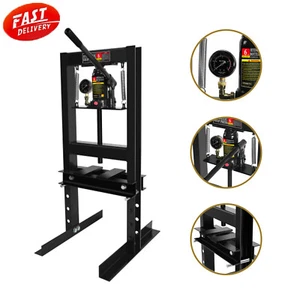 6 Ton Hydraulic Shop Press H-Frame Steel Construction with Pressure Gauge Black - Picture 1 of 13