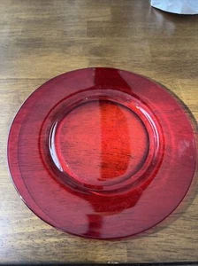 Vintage Ruby Red Viking Glass Plate 8.5 Inch Wide Ground Base - Picture 1 of 6