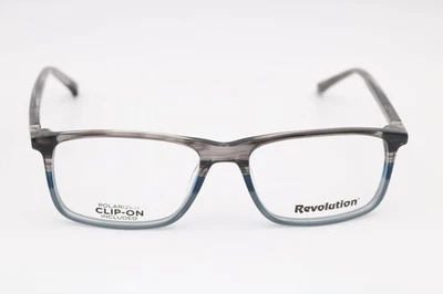 Revolution Eyewear Lamar -Clip On Gray Rectangle Eyeglasses Frames 56-17-140 - Image 1 of 4