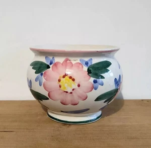 Maceta Pourri Bowl de cerámica floral pintada a mano vintage rosa azul - Imagen 1 de 5