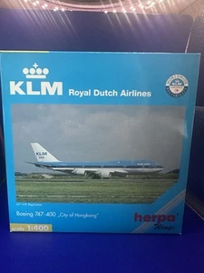 NIB Herpa Wings 560368 1:400 Scale Die Cast KLM Boeing 747-400 City of Hongkong - Picture 1 of 10